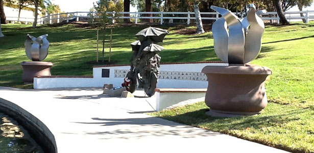 two stainless steel tulip sculptures in California - commissioned work